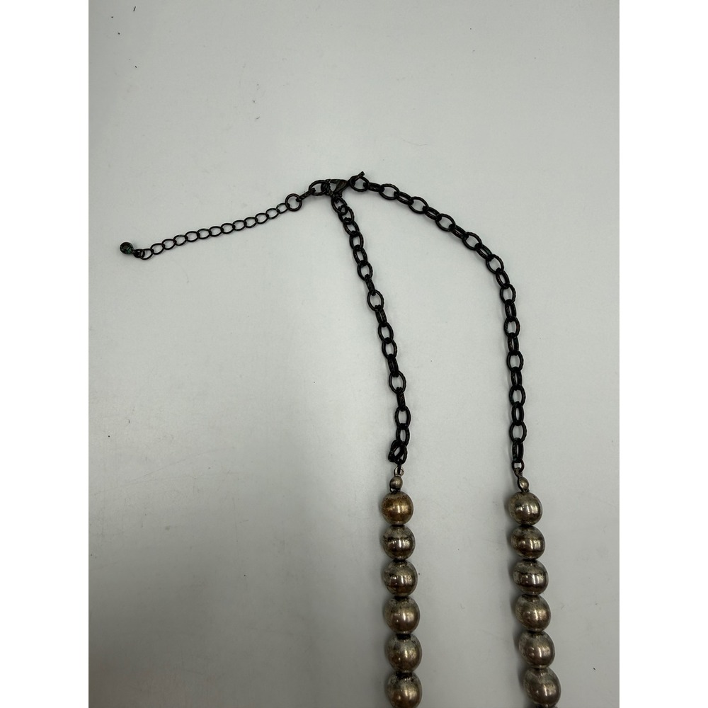 Western Turquoise Squash Blossom Naja Horseshoe Necklace Silver Tone Statement - Picture 4 of 4